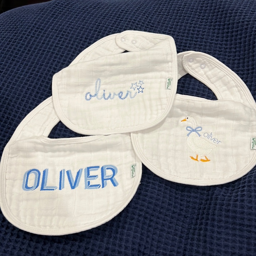 Set of 3 muslin bibs